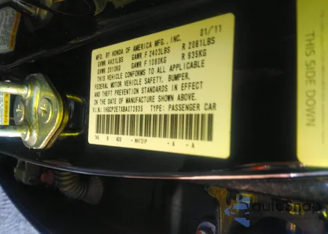 2011 Honda Accord 2.4 Ex из США, поврежденный, VIN 1HGCP2E7XBA073935